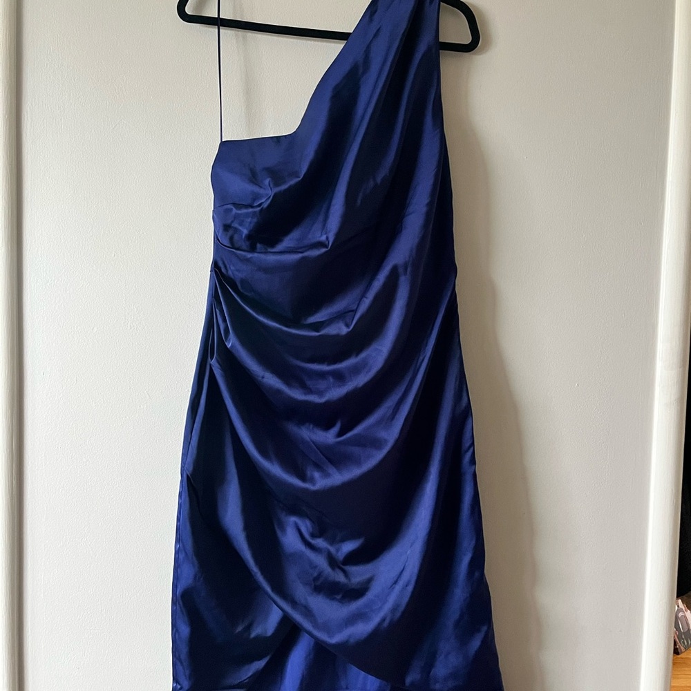 Banana Republic Blue Asymmetrical Ruched Cocktail Dress